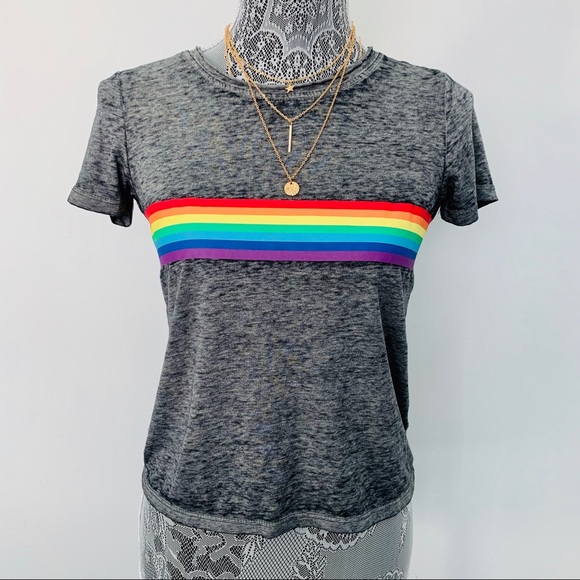 Planet Gold Tops - 💕SOLD ON EBAY💕 🌈HP🌈 Rainbow Crop Top Tee